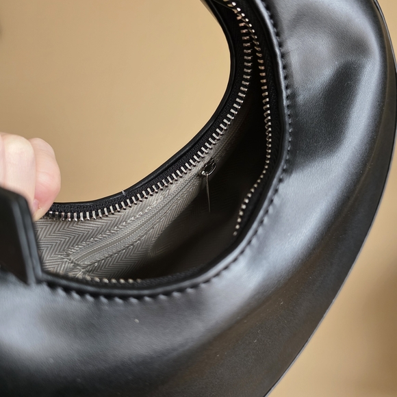 NWOT Black Faux Leather Crescent Moon Mini Hobo Style Bag - Picture 7 of 7